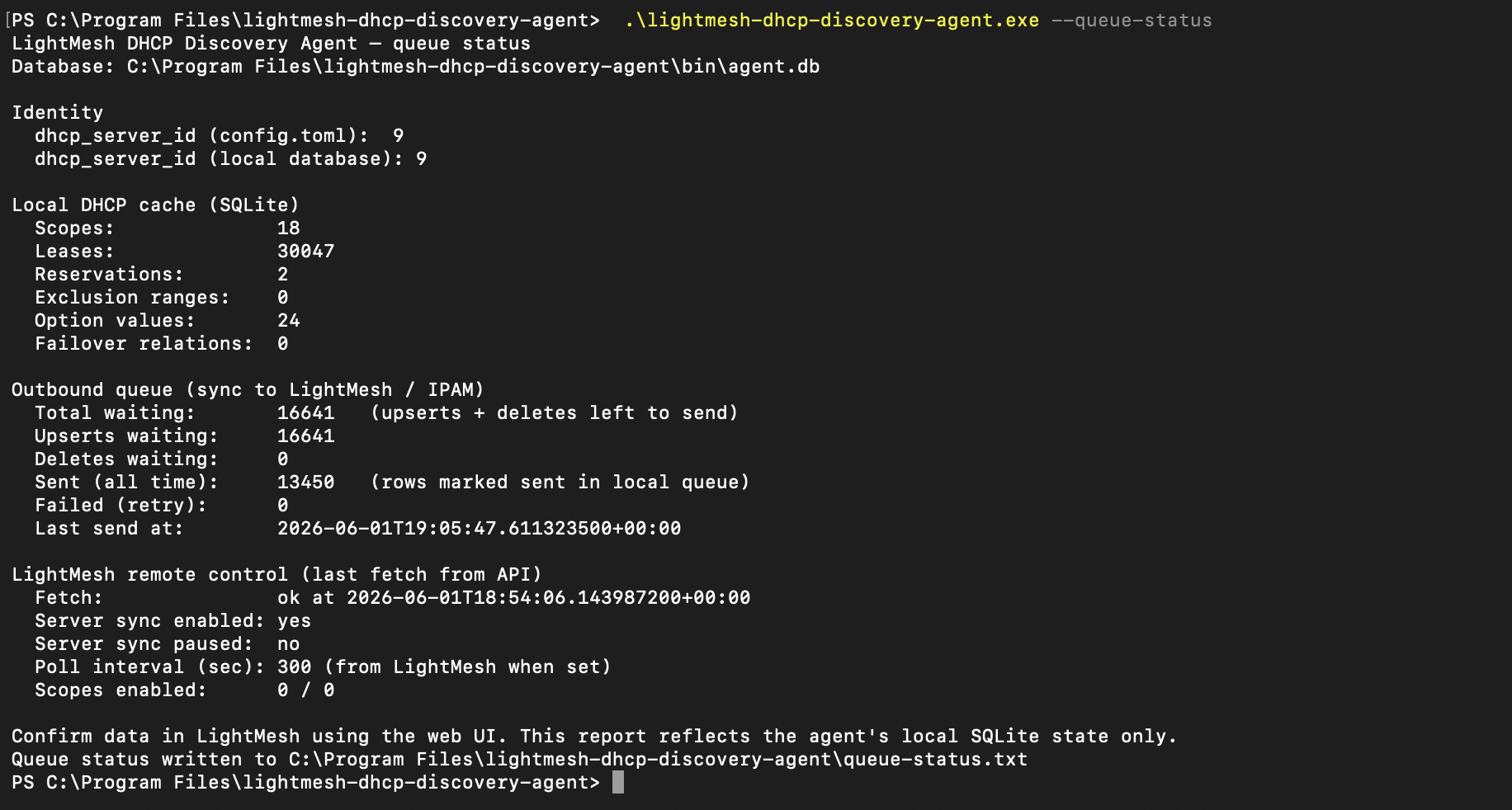 Server Core - –queue-status