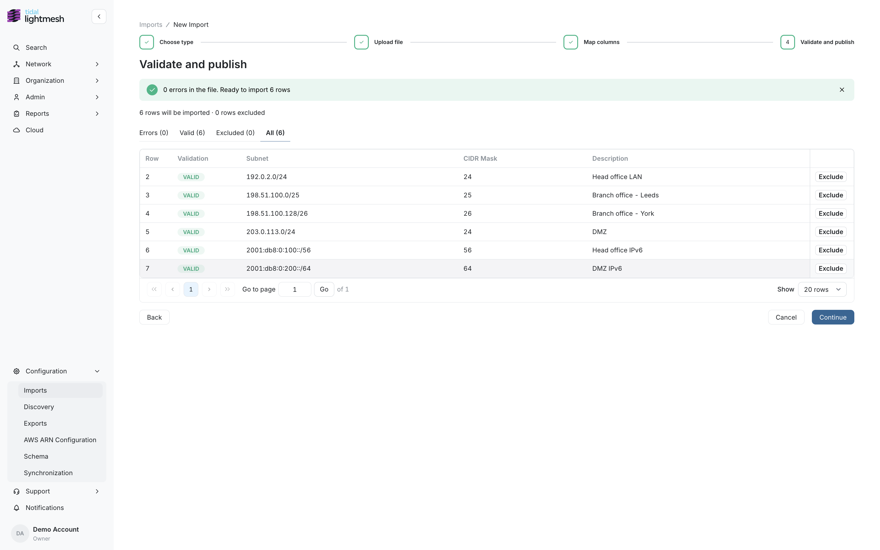 Easy IP subnets validated