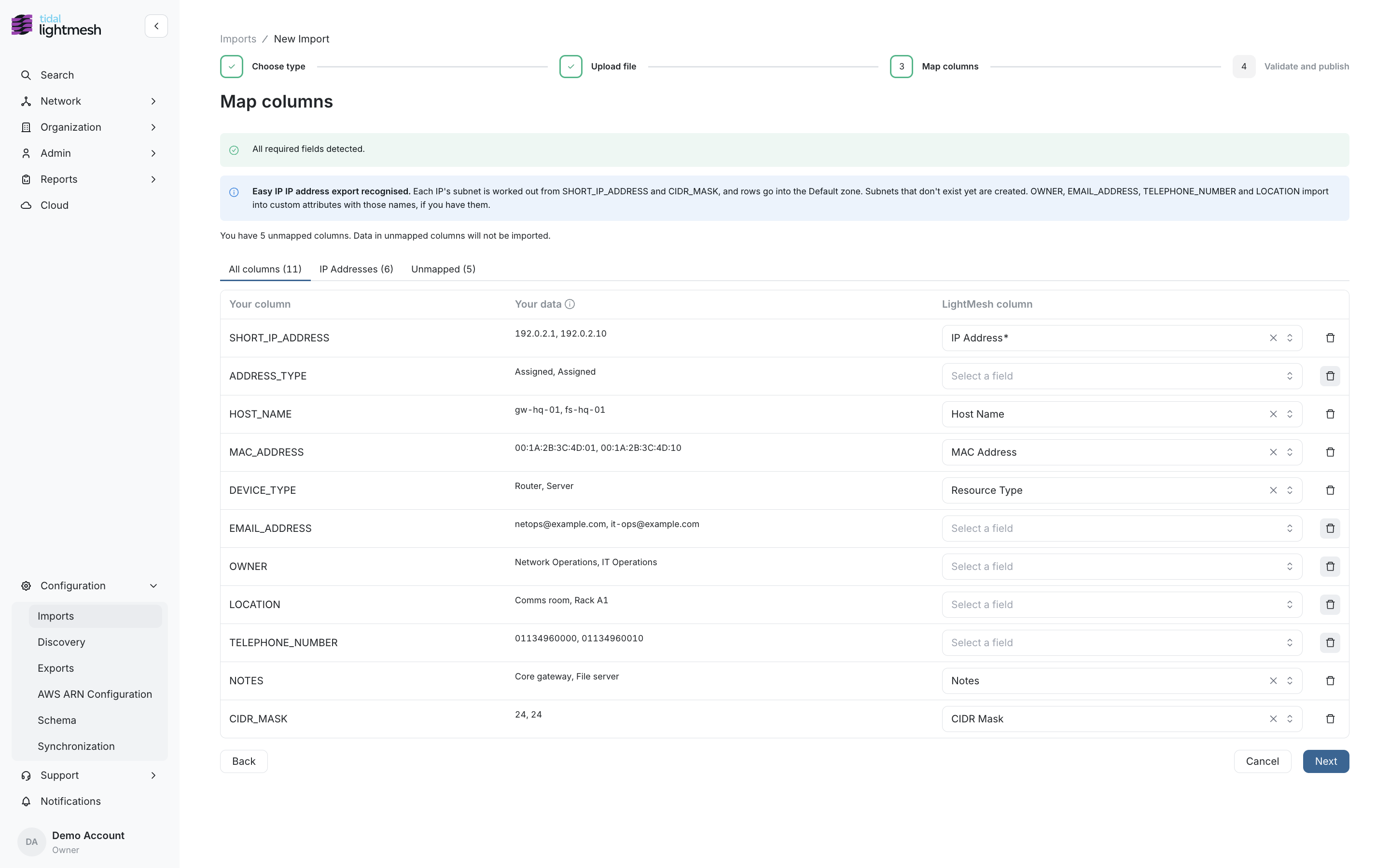 Easy IP IP address export recognised