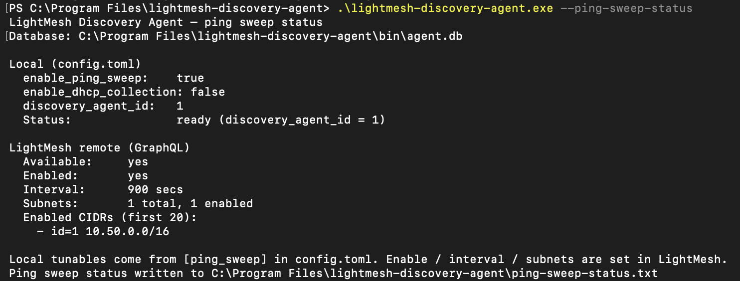 Server Core - &ndash;ping-sweep-status