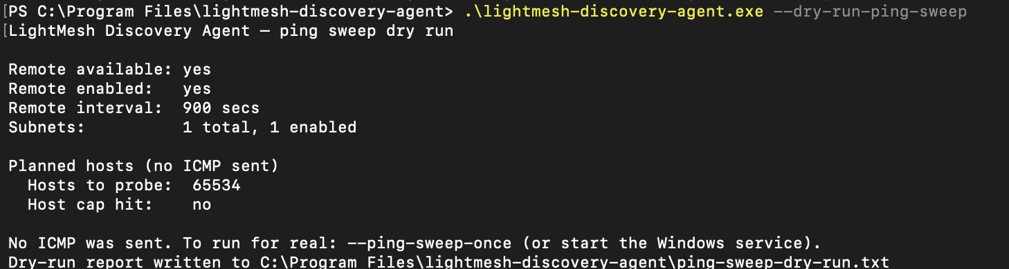 Server Core - &ndash;dry-run-ping-sweep